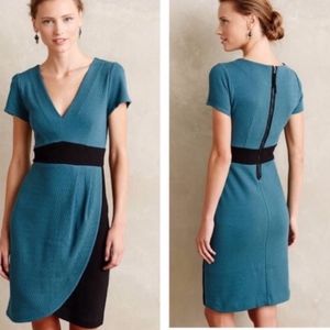 anthro | maeve splitshade textured v-neck dress